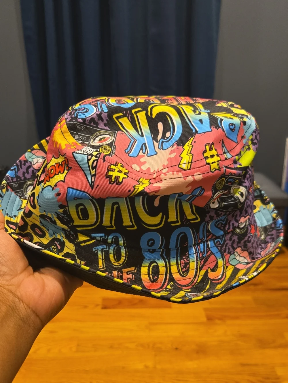 Adult 'Back to 80s' Colorful Graphic Bucket Hat